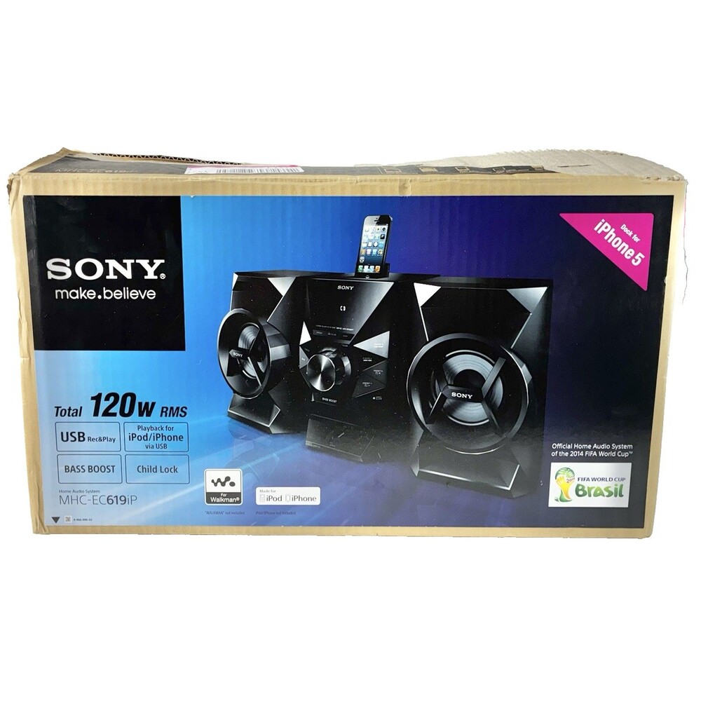 Sony MHC-EC619iP HiFi Home Audio Receiver and Speaker System Original Box Tested